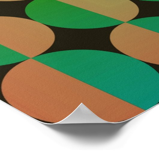 Op Art Big Circles von halb orange und grün Poster (Ecke)