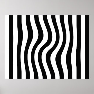 Op Art Black and White Twisted Stripes Poster