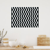 Op Art Black and White Waves Zwei Poster (Küche)
