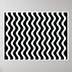Op Art Black and White Waves Zwei Poster