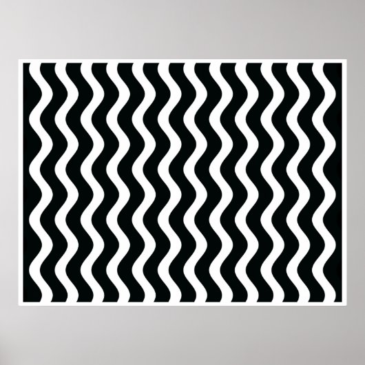 Op Art Black and White Waves Zwei Poster (Vorne)