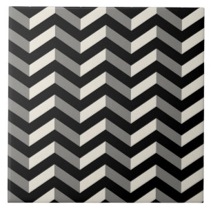 Op Art Black and White Zickzack Pattern Fliese