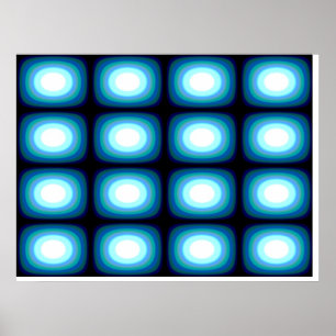 Op Art Blue Blobs Poster