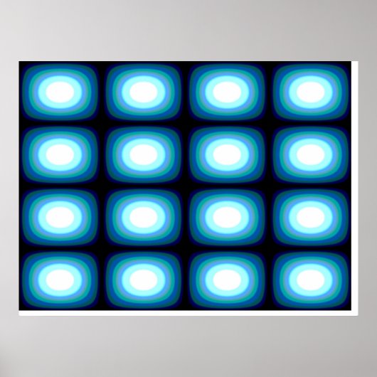 Op Art Blue Blobs Poster (Vorne)
