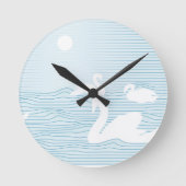 OP Art Blue Swan Drift Runde Wanduhr (Vorderseite)