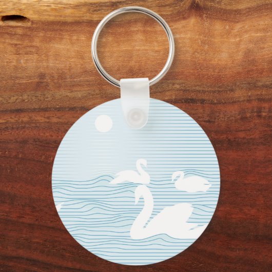 OP Art Blue Swan Drift Schlüsselanhänger (Vorderseite)