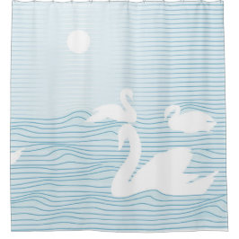 OP Art Blue Swan Drift Tasse Duschvorhang