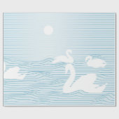 OP Art Blue Swan Drift Wrapping Paper Geschenkpapier (Flach)