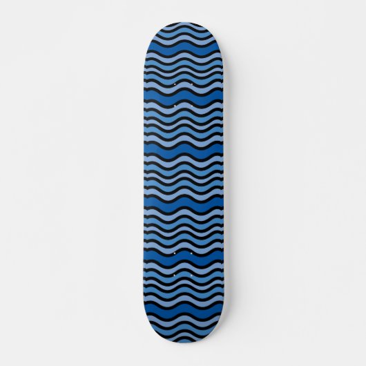 Op Art Blue Wave Muster Skateboard (Vorne)