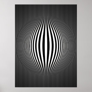 Op Art Bulding Vertikale Streifen Schwarz und Weiß Poster