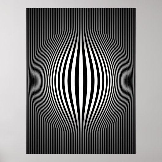 Op Art Bulding Vertikale Streifen Schwarz und Weiß Poster (Vorne)