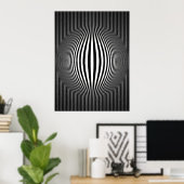 Op Art Bulding Vertikale Streifen Schwarz und Weiß Poster (Heimbüro)