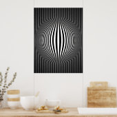 Op Art Bulding Vertikale Streifen Schwarz und Weiß Poster (Küche)