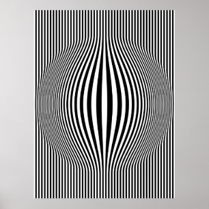 Op Art Bulding Vertikale Streifen Schwarz-Weiß Poster
