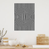 Op Art Bulding Vertikale Streifen Schwarz-Weiß Poster (Küche)