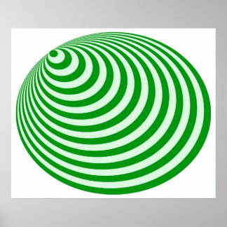 Op Art Bullseye Excentric Pale Green Poster