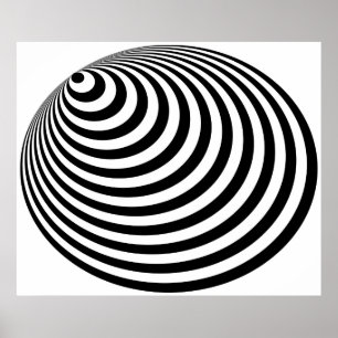 Op Art Bullseye Excentric Schwarz-weiß Poster