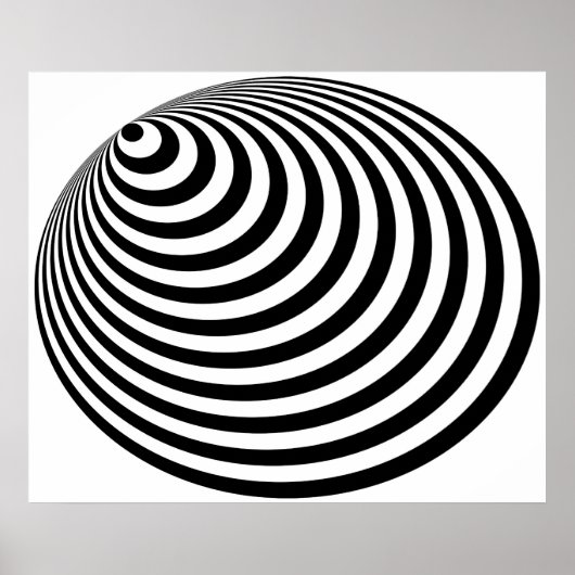 Op Art Bullseye Excentric Schwarz-weiß Poster (Vorne)