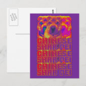 Op Art - Chinese Shar Pei Postkarte (Vorne/Hinten)
