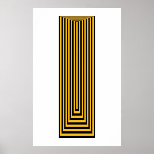 Op Art Concentric Rectangles Yellow Over Black Poster