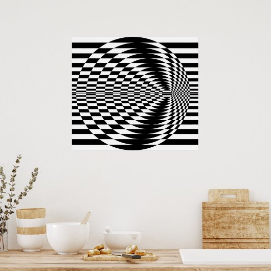 Op Art Contrasting Concentrric Circles 01 Poster (Küche)
