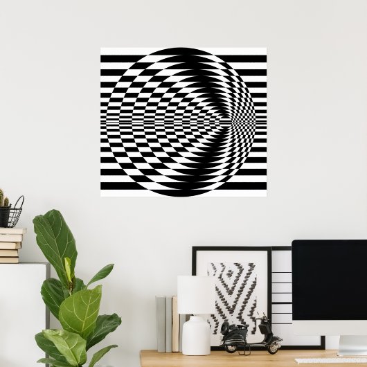 Op Art Contrasting Concentrric Circles 01 Poster (Heimbüro)