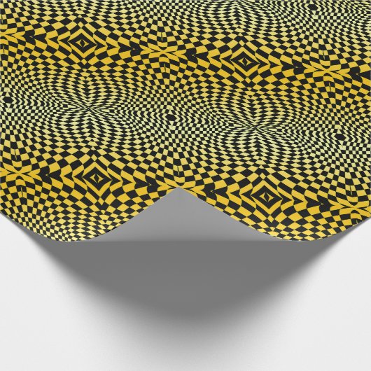 Op-Art Flash Gold und Black Geschenkpapier (Ecke)