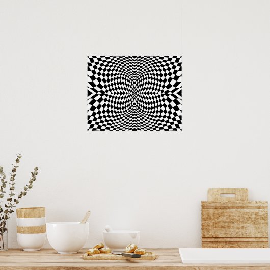Op-Art Flash Schwarz und Weiß Poster (Küche)