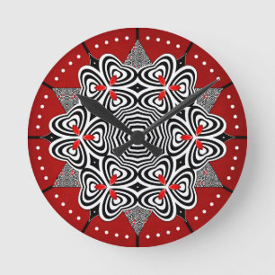 Op Art Flower Runde Wanduhr