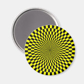 Op Art - Gelb und Schwarz Magnet (Vorderseite/Rückseite)