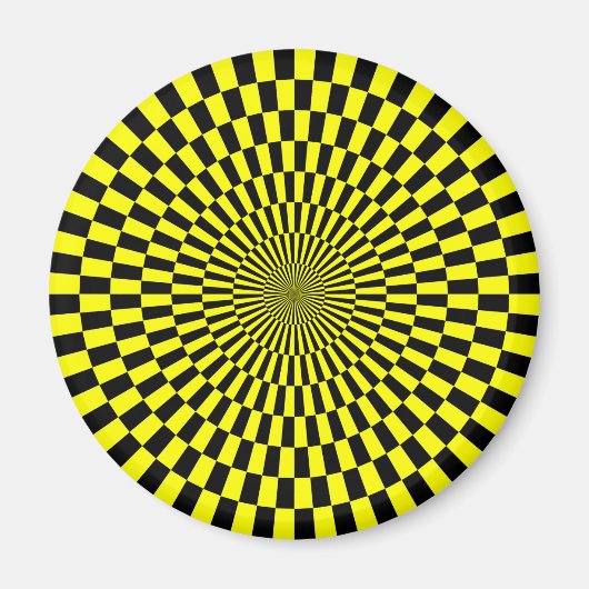 Op Art - Gelb und Schwarz Magnet (Vorne)