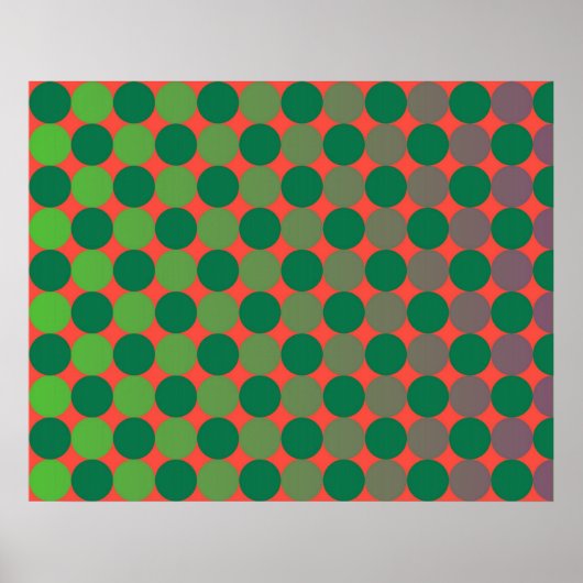 Op Art Gradient Circles Red and Green Poster (Vorne)