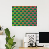 Op Art Gradient Circles Red and Green Poster (Heimbüro)