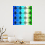 Op Art Gradient Polka Dots Blue Green White Poster (Küche)