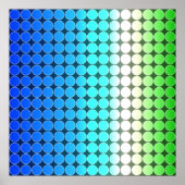 Op Art Gradient Polka Dots Blue Green White Poster (Vorne)