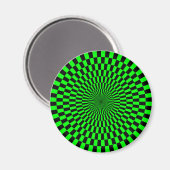 Op Art - Grün und Schwarz Magnet (Vorderseite/Rückseite)