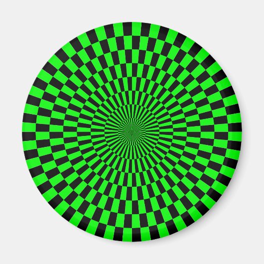 Op Art - Grün und Schwarz Magnet (Vorne)