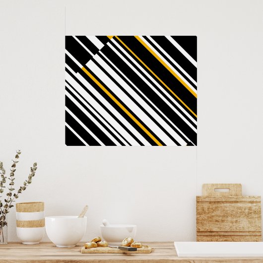 Op Art Homage an GF Diagonal Lines Vier Poster (Küche)