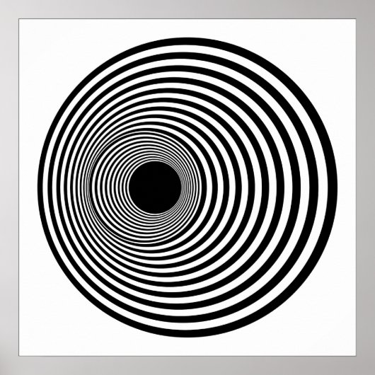 Op Art Horizontal Circles Black and White 01 Poster (Vorne)