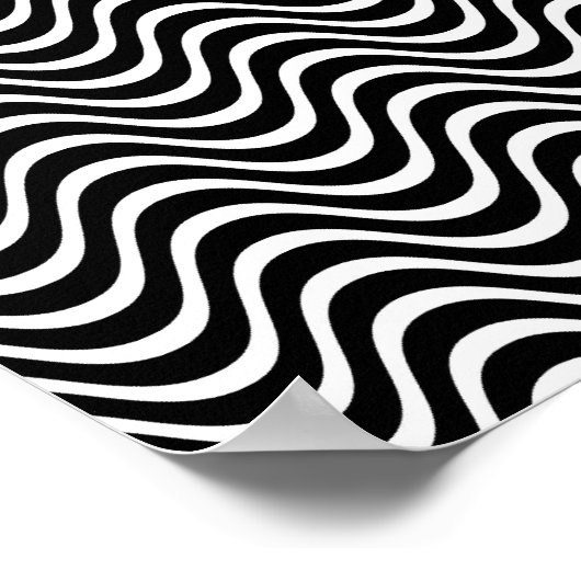 Op Art Horizontal Waves Black and White 01 Poster (Ecke)