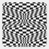 Op Art Karos Quadratischer Aufkleber (Vorderseite)