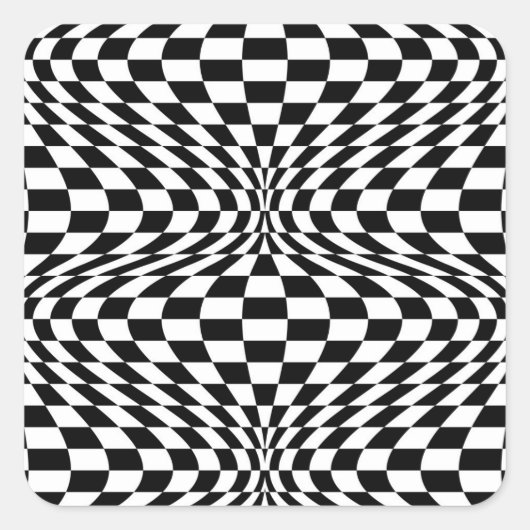 Op Art Karos Quadratischer Aufkleber (Vorderseite)