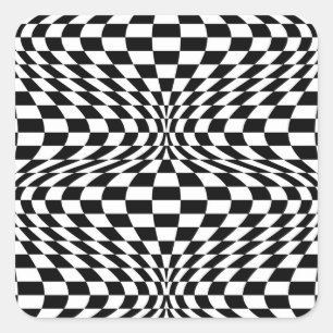 Op Art Karos Quadratischer Aufkleber