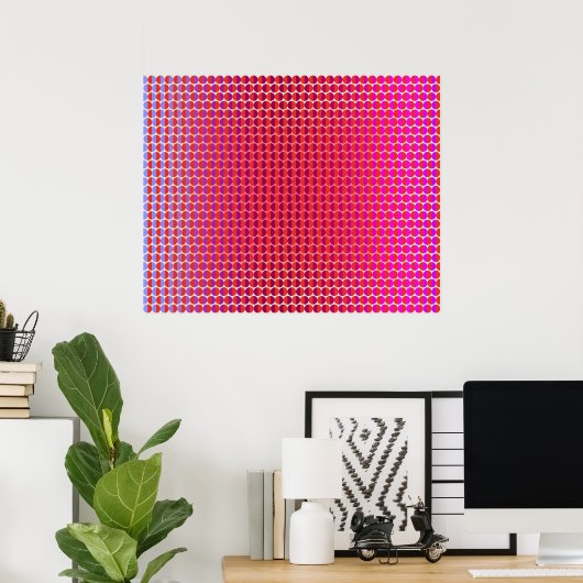 Op Art konfrontiert einander Red Fuchsia Violet Poster (Heimbüro)
