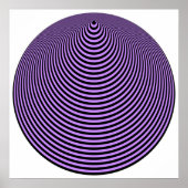 Op Art konzentrierte Kreise Violett über Schwarz Poster (Vorne)