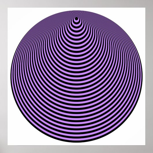 Op Art konzentrierte Kreise Violett über Schwarz Poster (Vorne)