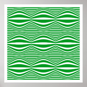 Op Art Lines and Spheres 01 - Green and White Poster