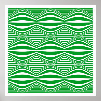 Op Art Lines and Spheres 01 - Grün und Weiß Poster