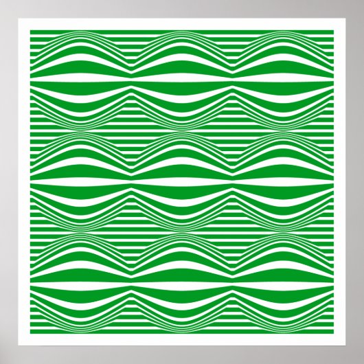 Op Art Lines and Spheres 01 - Grün und Weiß Poster (Vorne)