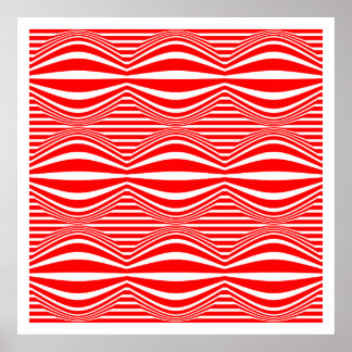 Op Art Lines and Spheres 01 - Rot und Weiß Poster